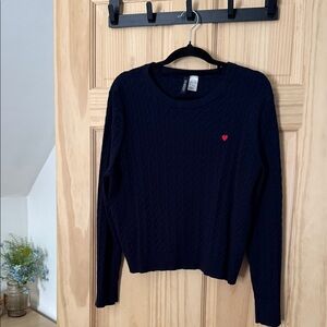 Women's blue Sweater with Heart Detail